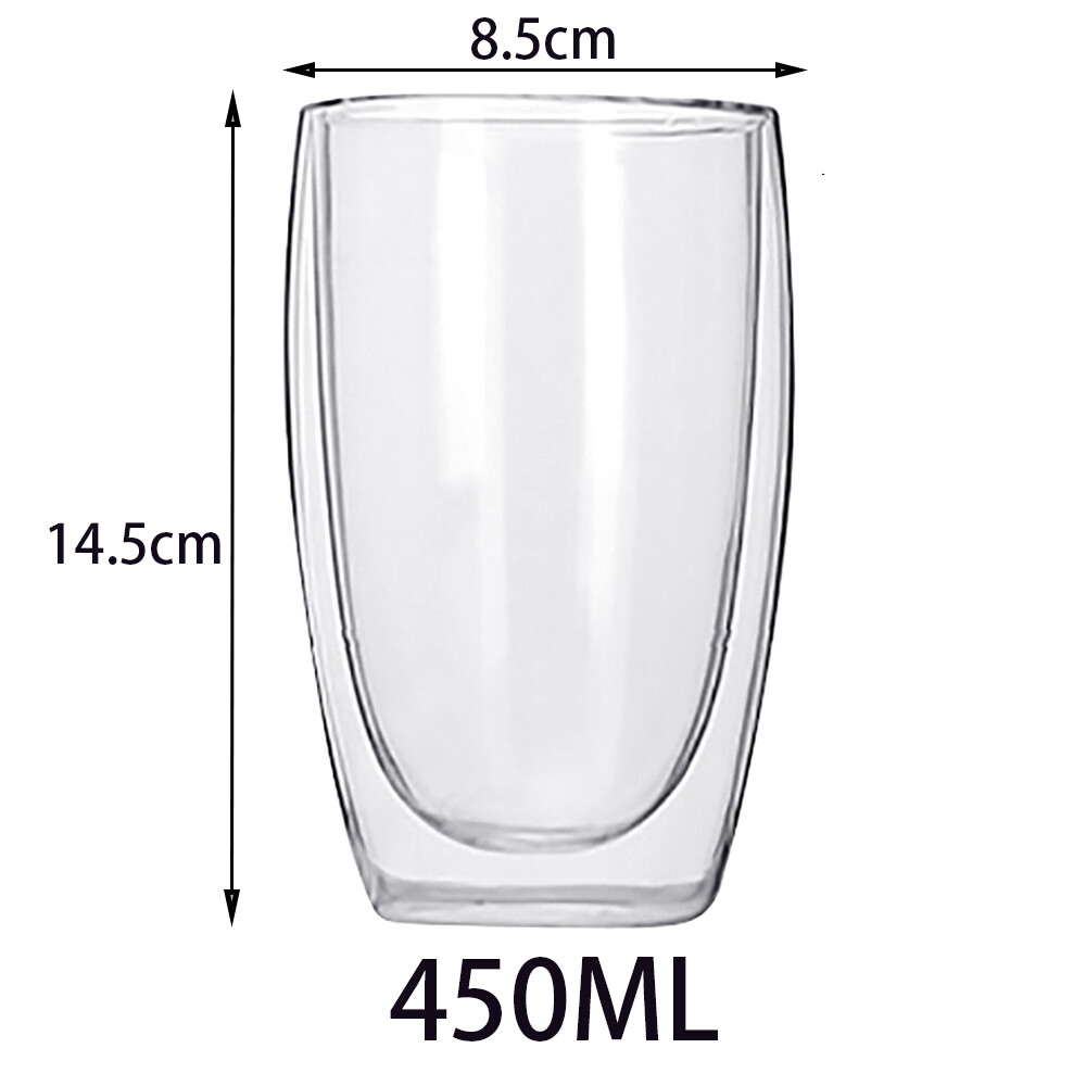 Konco  Round Glass Cups Double Layer heat insulation Glass Drinkware Wine Champagne Cups Coffee milk Cups 1 piece