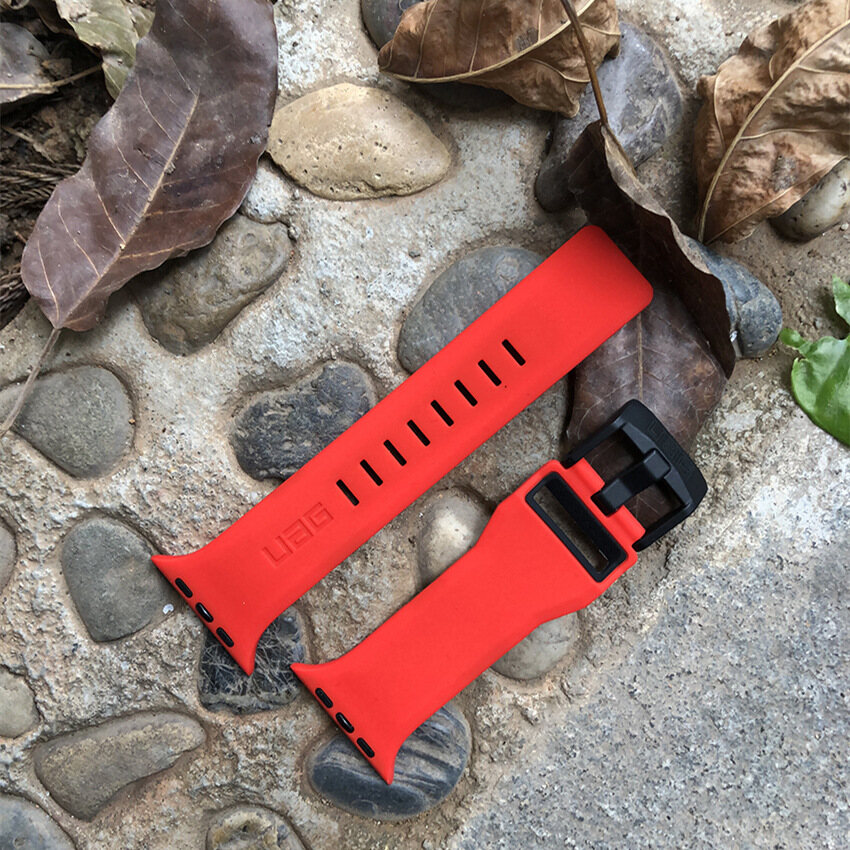 Vuaerang wristband compatible for apple watch 1/2/3/4/5/6/7/se uag meteorite silicone two-color strap for i watch 38 40 41mm 42 44 45mm watch strap