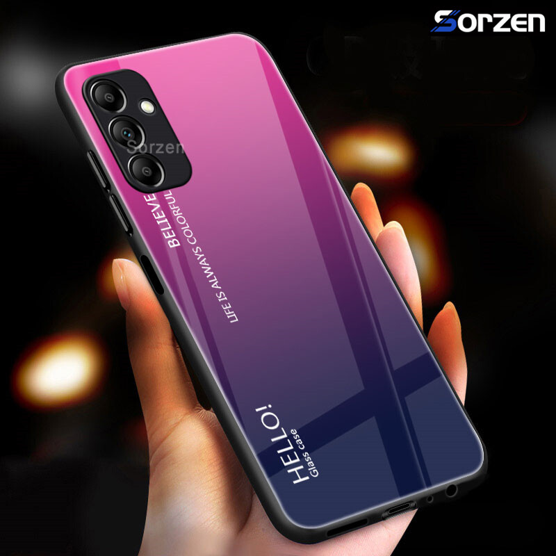 Đối với Samsung Galaxy A14 5G Vỏ bằng kính cường lực Gradient chống va đập Vỏ bảo vệ toàn diện Mặt sau