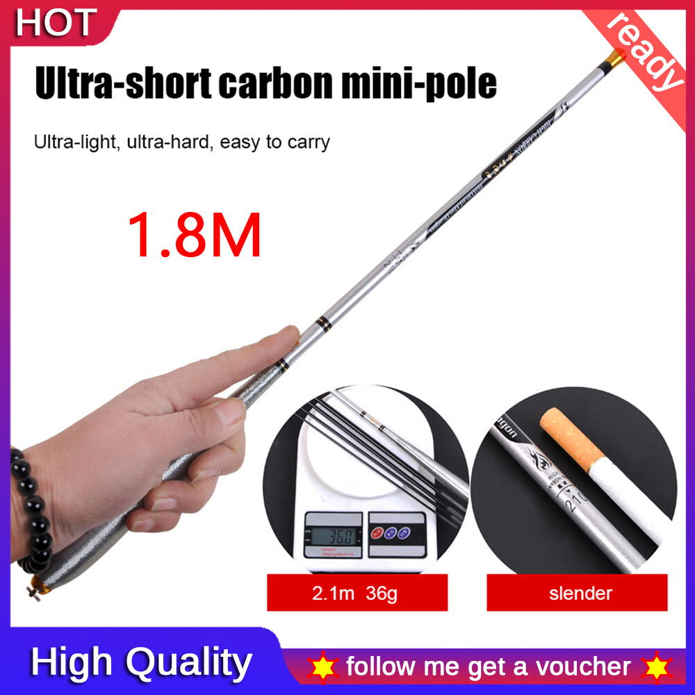 1.8M-6.3M Mini Carbon Fiber Stream Fishing Rod Telescopic Ultra Short Ultra Light Fishing Pole for Freshwater