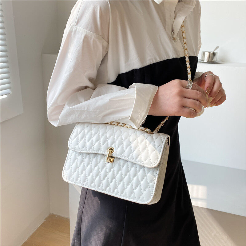 IELGY women's chain shoulder strap rhombus diagonal simple shoulder bag