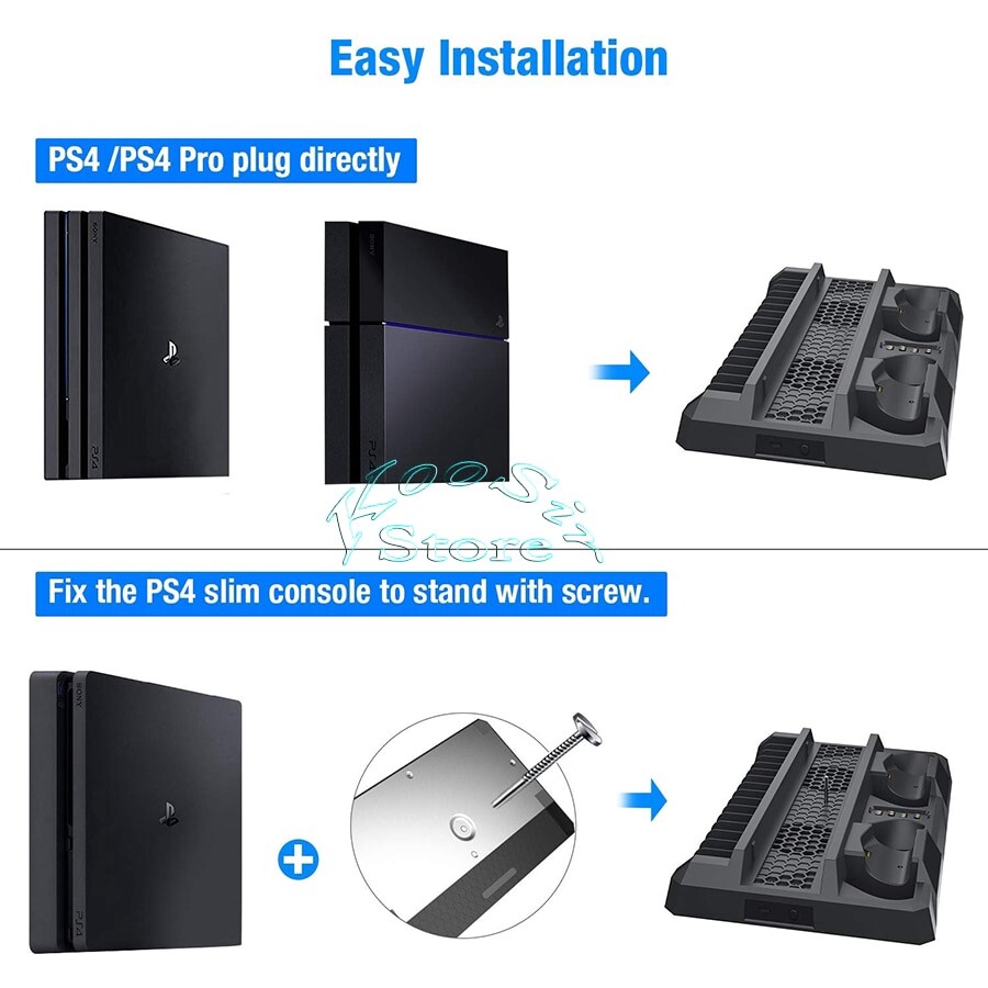 PS4/ PS4 Pro/ PS4 Slim Giao Diện Điều Khiển Dọc Đứng 2 Điều Khiển đế sạc 2 quạt tản nhiệt 16 Trò Chơi Lưu Trữ Cho Sony PlayStation 4