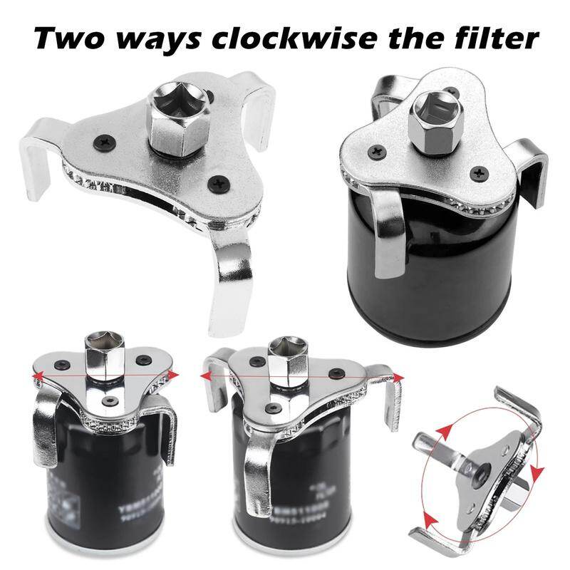 3 Jaw Oil Filter Wrench Oil Filter Wrench 3 Jaw Adjustable Oil Filter Pliers High Carbon Steel 60-110mm Oil Filter Removal Tool
