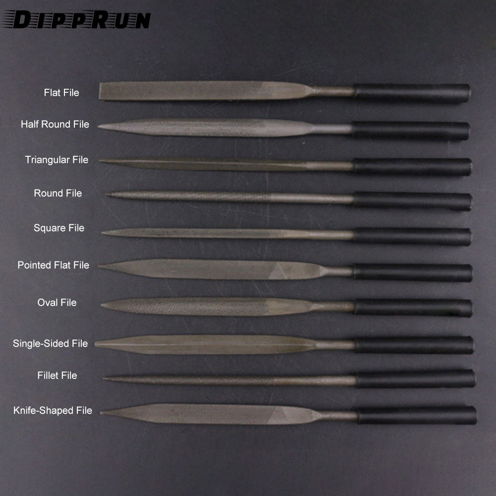 Dipprun 10 cái/5 cái mini Kim cương kim loại Bộ giũa Micro tròn dũa kim tam giác vuông phẳng Bộ Giũa Gỗ Đá ThủY Tinh đồ trang sức công cụ tập tin tốt cho thợ kim hoàn thủ công sở thích 3x140mm