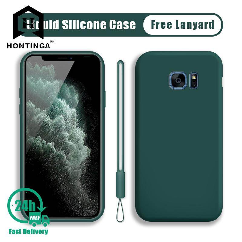 Hontinga Casing For Samsung Galaxy S7 Case Original Liquid Silicone Case Soft Slim Cover Cases Coque Funda Shockproof Casing Back Cover Phone Case Softcase