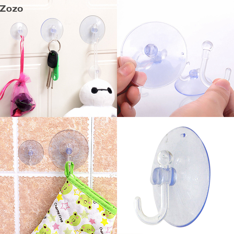 Zozo ✨Ready Stock✨ wuyangmin Transparent Wall Hooks Hanger Kitchen Bathroom Suction Cup Sucker Accessorie