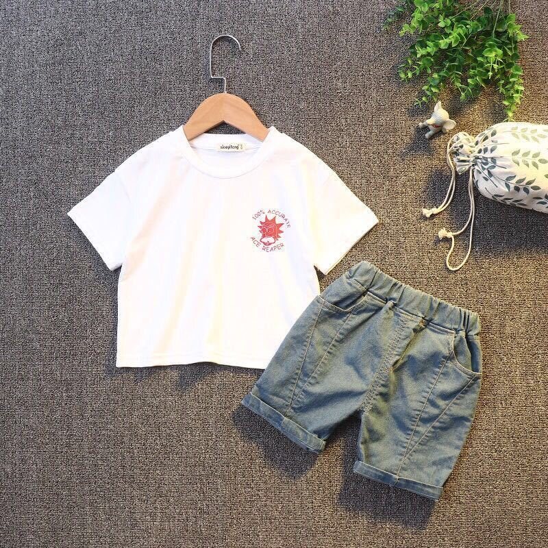 New 0-5 year old boy baby children's suit short sleeve + shorts cotton stripes comfortable personality handsome casual baju baby boys clothing spot free shipping