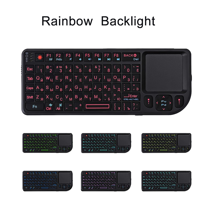 Mini 2.4G RF Wireless Keyboard English Keyboard Backlight Touchpad Mouse for PC Notebook