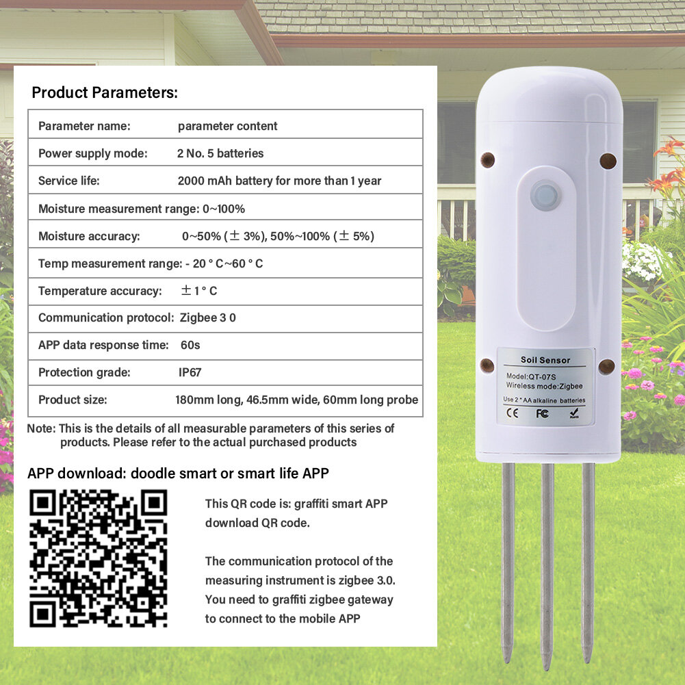RCYAGO Máy Dò Độ Ẩm Nhiệt Độ Đất Thông Minh WiFi Tuya Cảm Biến Đất Thực Vật Không Dây Máy Theo Dõi Độ Ẩm Đất Cho Nhà Kính Cây Trồng