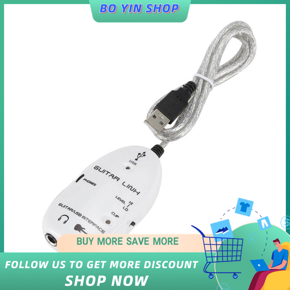Guitar to USB Interface Link Cable Adapter Audio Connector Recorder for PC/Computer