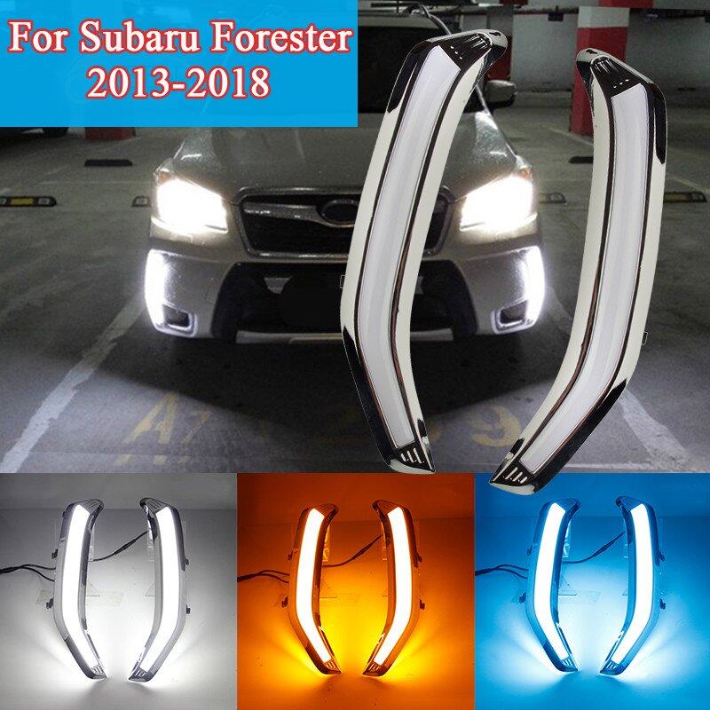 2x Đèn LED Chạy Ban Ngày DRL Đèn Tín Hiệu Rẽ Cho Subaru Forester 2013-2018