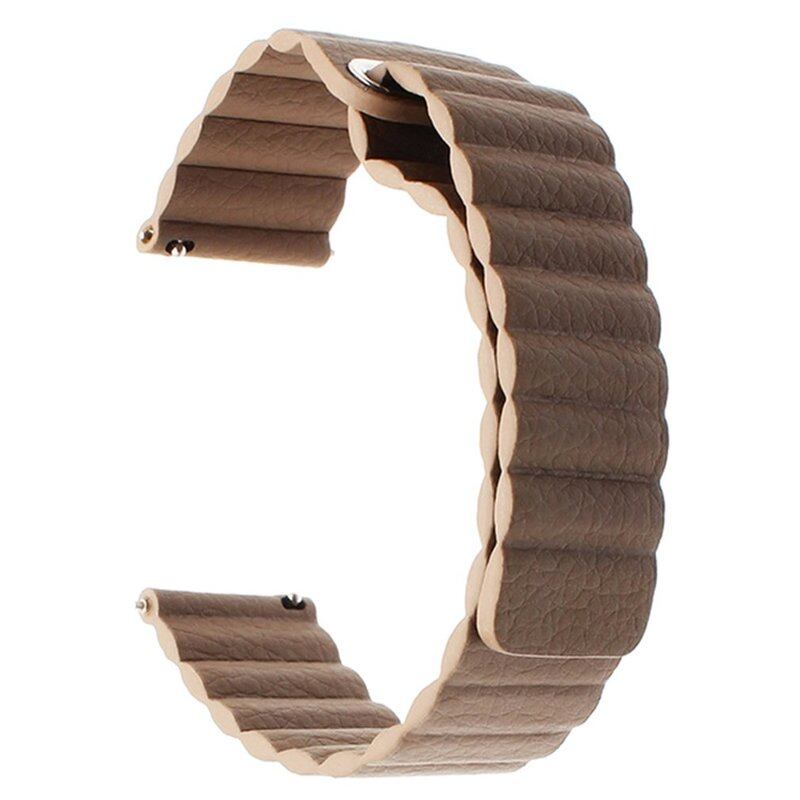 BassPal 20mm 22mm Magnetic Leather strap for samsung galaxy watch 5/4 44mm 40mm/5 pro/4 Classic s3 gear 2 3 46mm 42 active2 for huawei gt 2 42mm Bracelet watchband