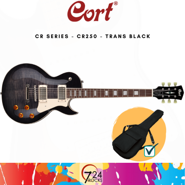 724 ROCKS Cort CR250 Classic Rock Series Les Paul Body Electric Guitar ,Trans Black Malaysia