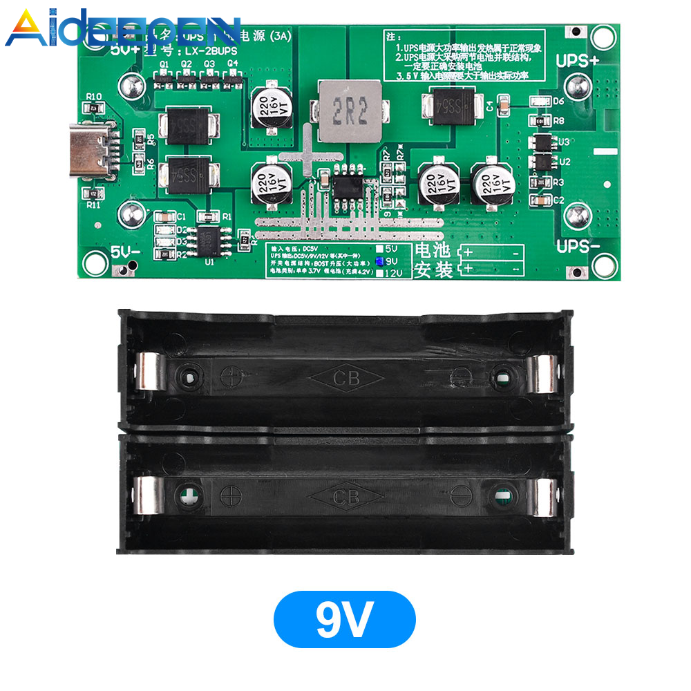 Aideeepn Bat Boost Power Supply Module 5V 6V 9V 12V 18650 Lithium Bat Step Up Converter Module Protection Board