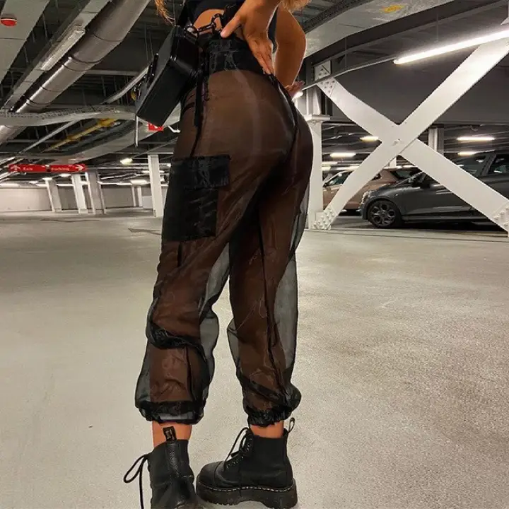 black fashion cargo pants