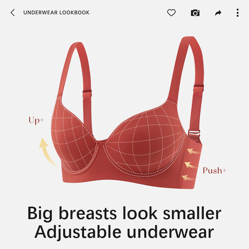 INTIMA Seamless Plus Size Bra for Women Soft Underwire Push up Full Coverage Ultra-thin Anti-sagging Underwear Comfortable Freedom Lingerie