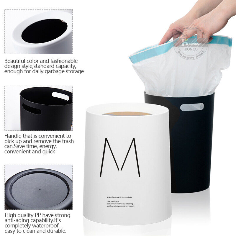 Konco Nordic Style Trash Can Garbage Storage Box Trash Bins Double Layers Garbage Can Kitchen Bathroom Dustbin bathroom trash can