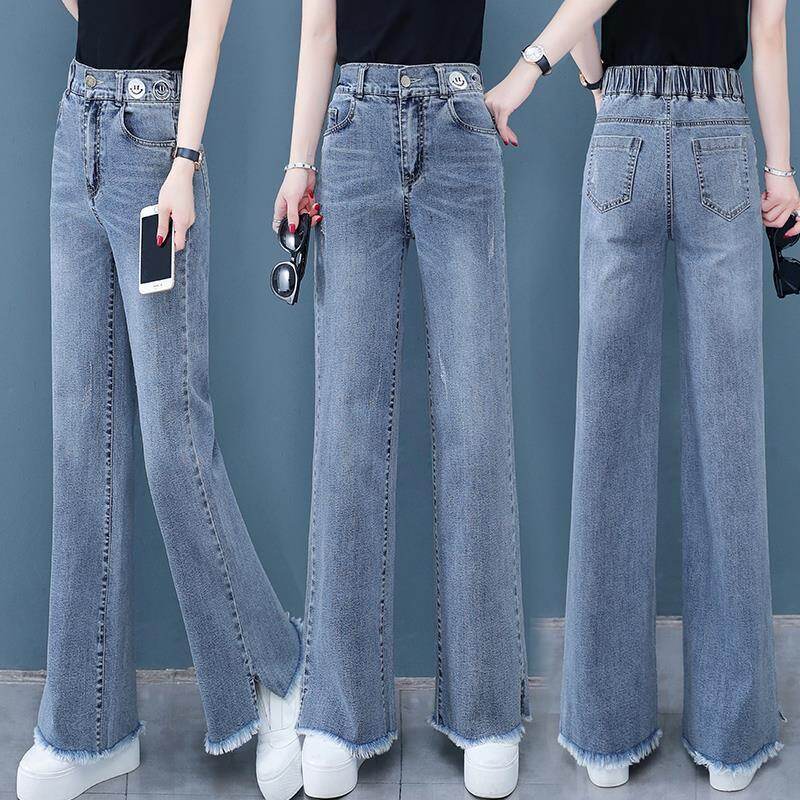 Wide leg jeans ladies spring and autumn  high waist loose straight joker pants