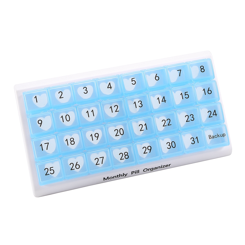 Monthly Pill Organizer 31 Compartments, 1 Per Day, 4 Week Full Month 31 Day Pill Organizer