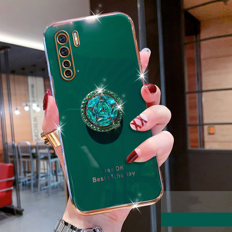 For OPPO A91 / OPPO Reno 3 Electroplated Letters Phone Case For OPPO A91 / OPPO Reno 3 Phone Case Bling Crystal Holder Cover Soft TPU Back Cover