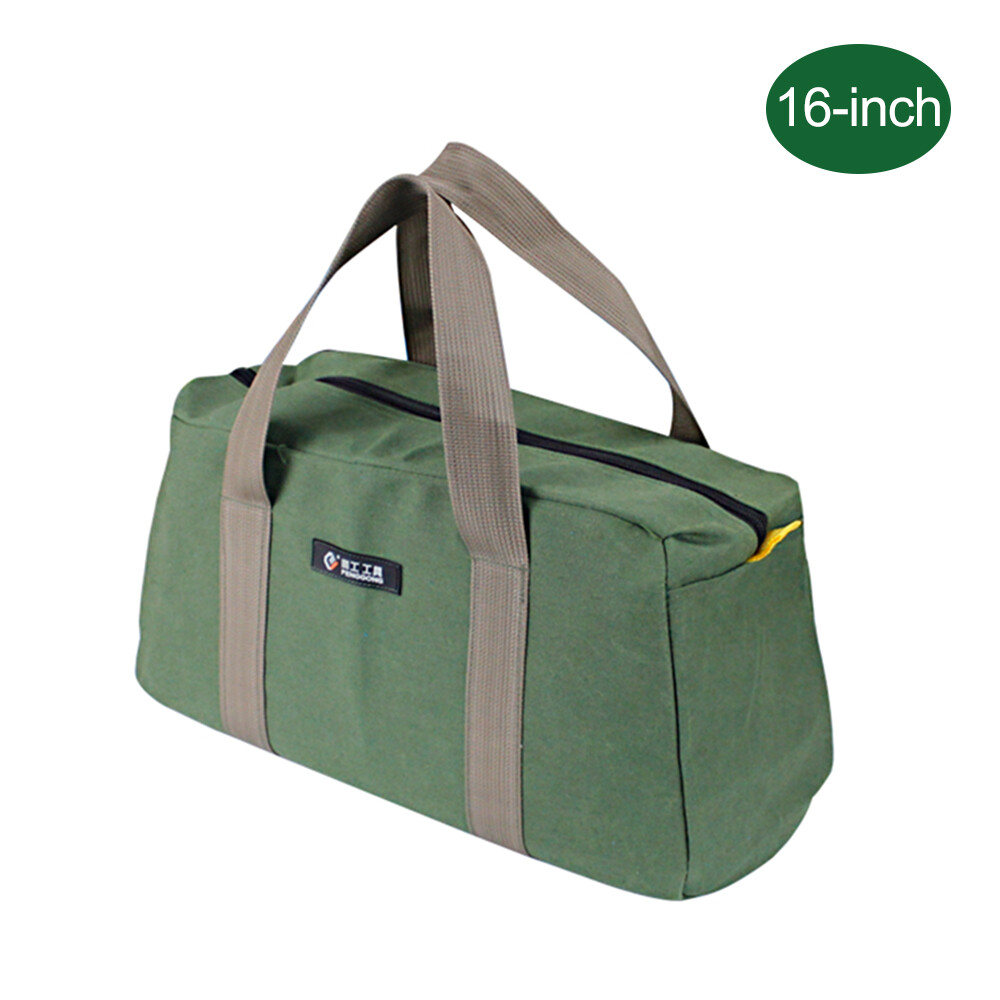 Meterk PENGGONG Large Thickened Wear-resistant Maintenance Tool Storage Bag Multifunctional Portable Tool Bag Large Capacity Canvas Bag 16/14/12-inch Army Green 168
