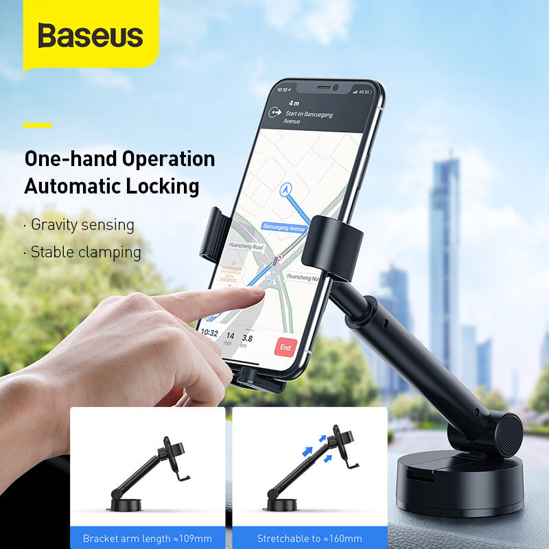 Baseus Trọng Lực Rơi Di Động Giá Để Điện Thoại Xe Núm Hút Cao Su Linh Hoạt Chân Đế IPhone 11 Pro Huawei Samsung Xiaomi Vivo Khuôn Đỡ Điện Thoại Thông Minh
