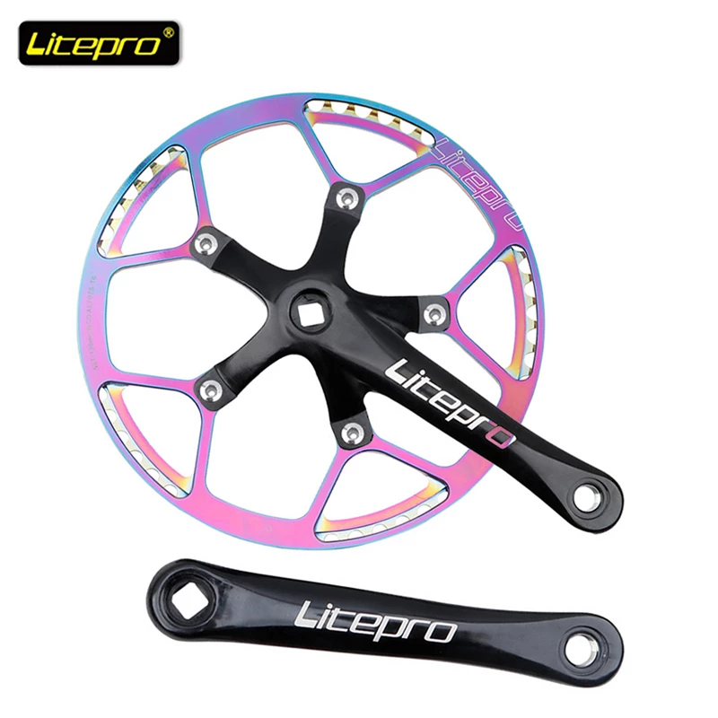 Litepro Bicycle Crankset Integrated Single Crankset Crank 45T 47T 53T 56T 58T BCD 130mm For Folding Bike Bicycle Crankset 170MM