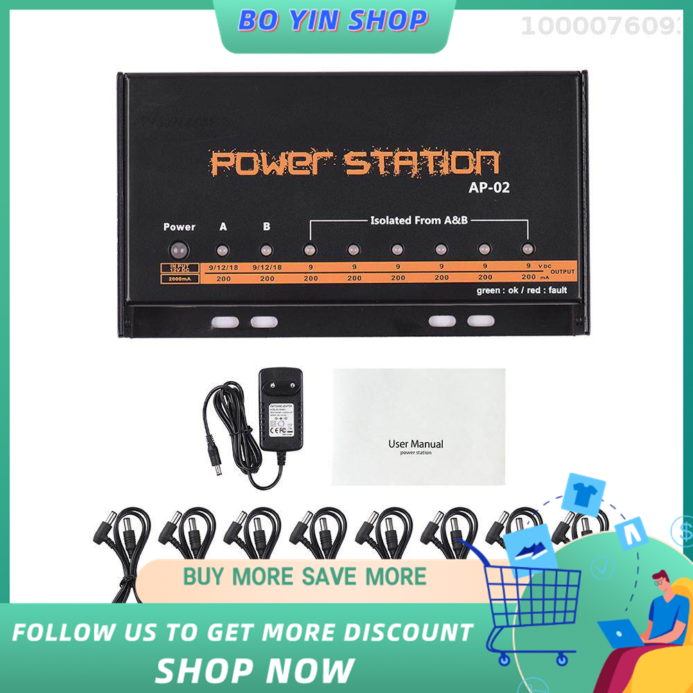 Guitar pedal power supply 8 dc outputs for 9v / 12v / 18v effect pedal boards power station box