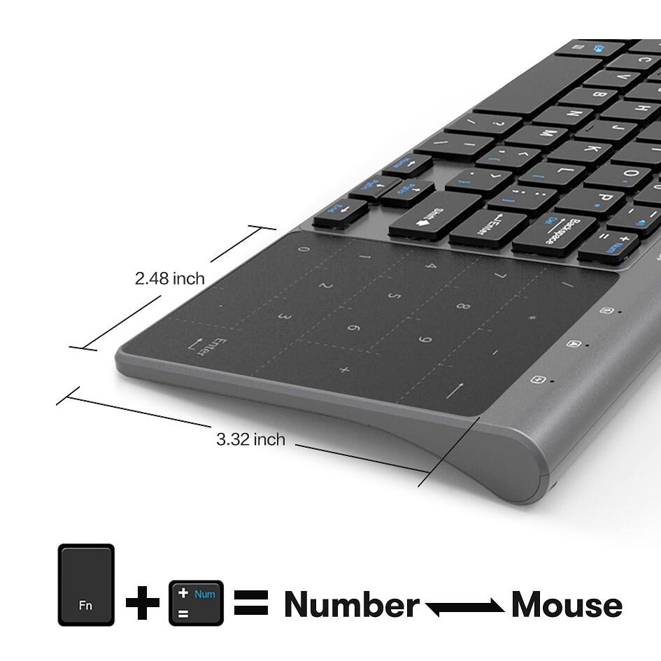 JOMAA Bàn Phím Không Dây 2.4G Với Số Bàn Di Chuột Bàn Di Chuột Bàn Phím Số Mỏng Cho Android Windows Máy Tính Để Bàn Máy Tính Xách Tay TV Box