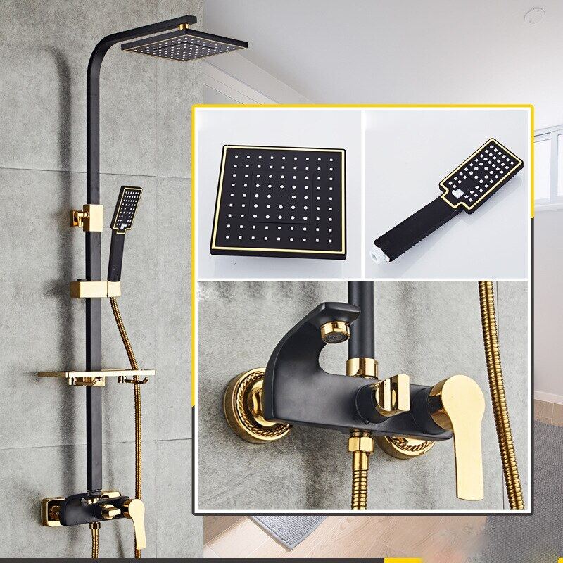 Shower Set SDSN White Gold Bathroom Shower System Quality Copper Brass