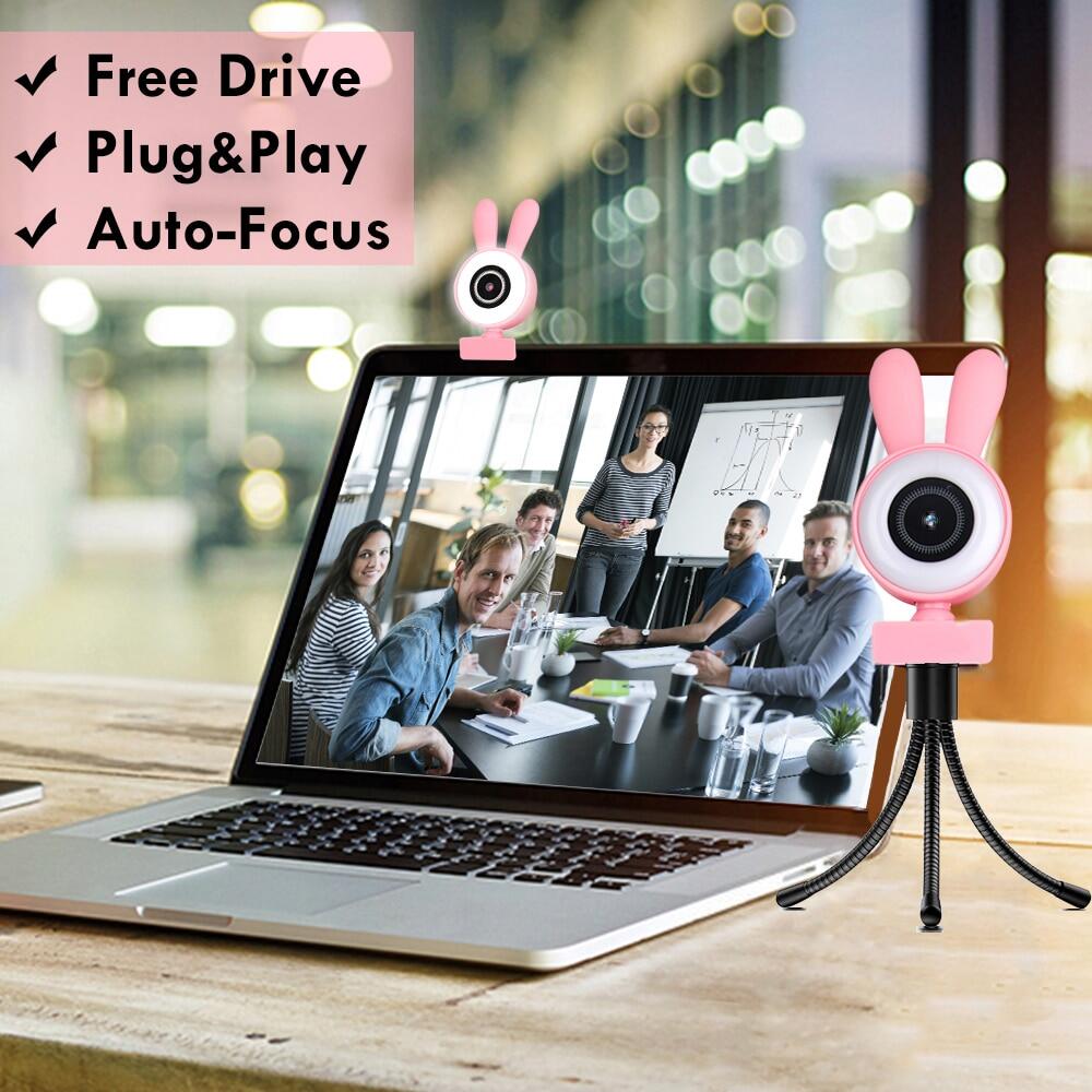 Webcam 1080P HD Web Camera Built-In Microphone Auto Focus Webcam Full HD PC Computer Camara For Video Conference Pink