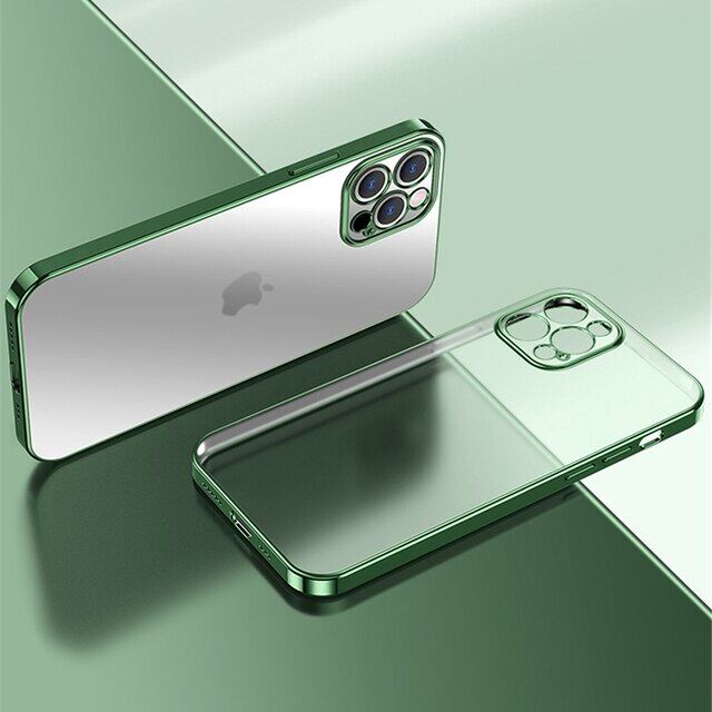 Plating square frame transparent silicone case for iphone 13 11 12 pro mini max xr x xs 6 7 8 plus se tpu clear shockproof cover