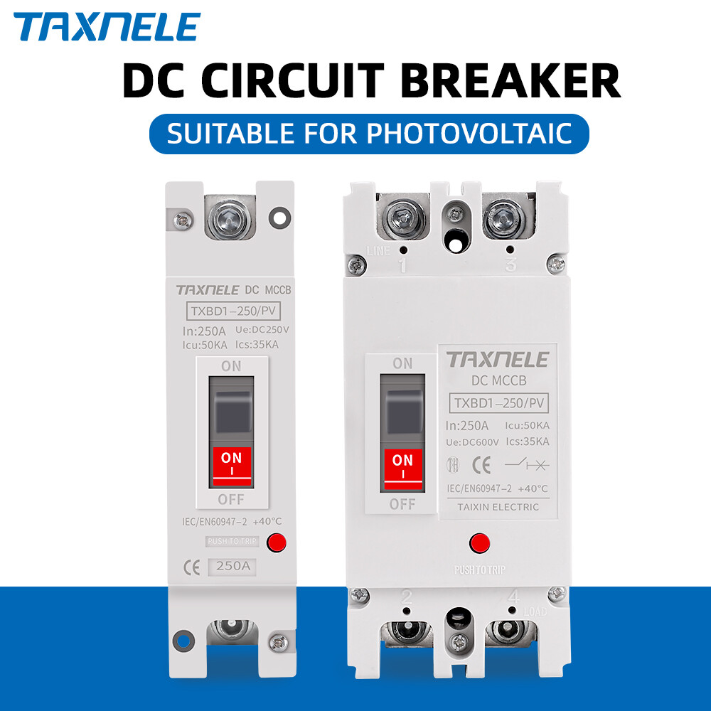 Solar molded case dc circuit breaker mccb 1p 2p 250v 600v overload protection switch protector solar photovoltaic pv 150a 250a battery isolator
