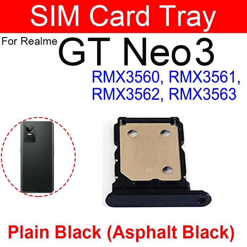 Sim card tray for realme gt2 pro gt neo3 gt neo 3t micro sim card tray socket sd card reader holder slot replacement parts
