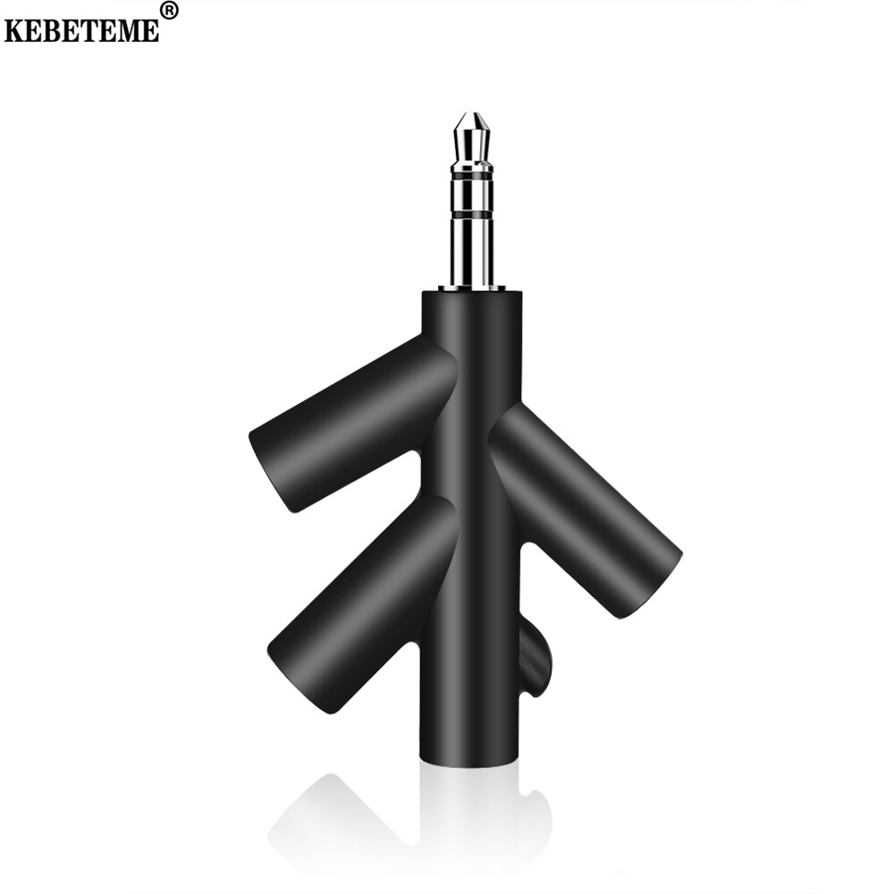 KEBETEME 3.5mm Audio Earphone Adapter 1 Male To 4 Female Jack Adapter Plug Stereo Headphone Splitter For PC MP3 Smartphone Player