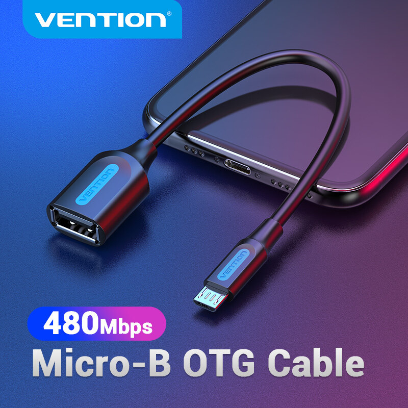 Vention Micro USB OTG Cable USB 2.0 Micro-B Male To USB 2.0-A Female Connector OTG Adapter Cable For LG Samsung HuaWei XiaoMi Android Phone Micro USB 2.0 OTG Black Round Cable 15cm
