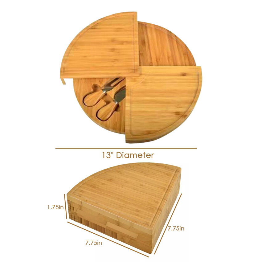 Bamboo Cheese Board , Cheese Board Gift Set，High-Quality Bamboo Wood Serving Board