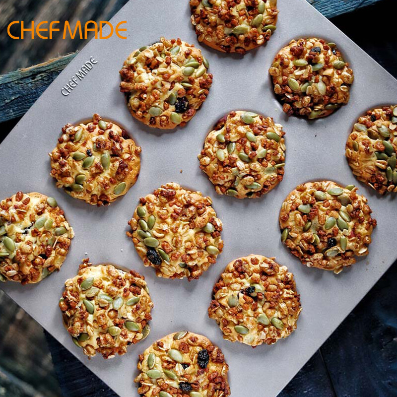 Chefmade 12 Cup Khuôn Bánh Quy Nhỏ Khuôn Khuôn Bánh Quy Nướng Không Khuôn Hình Que Dụng Cụ Làm Bánh Wkoopie Pan Wk9405