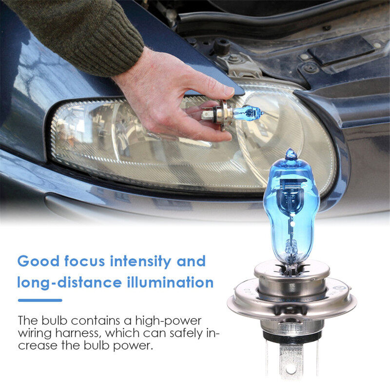 2 Bóng Đèn Halogen DC 12V H4 100W 6000K Ánh Sáng Trắng Siêu Sáng Cho Xe Hơi Đèn Pha Phía Trước Ô Tô Đèn Ngoài
