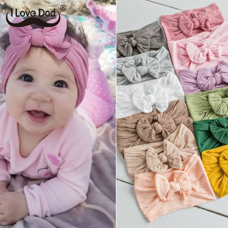 Cute Bows Baby Girls Headband Soft Elastic Baby Hair Bands Turban Solid Color Newborn Infant Headband Baby Hair Accessories