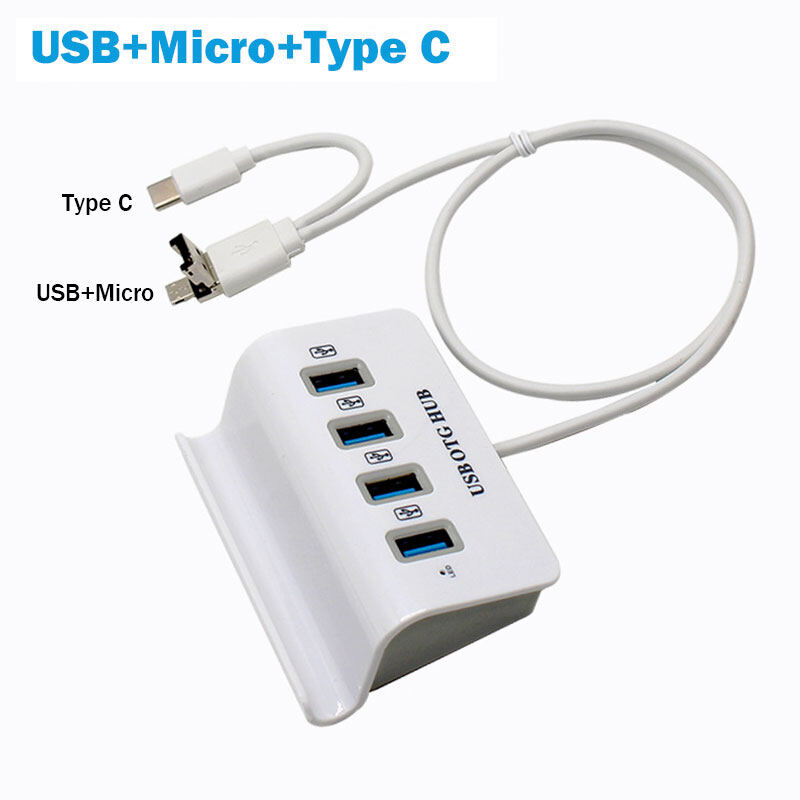 4 port usb hub otg usb splitter adapter type c hub micro usb hub extension adapter for smartphone tablet with otg function