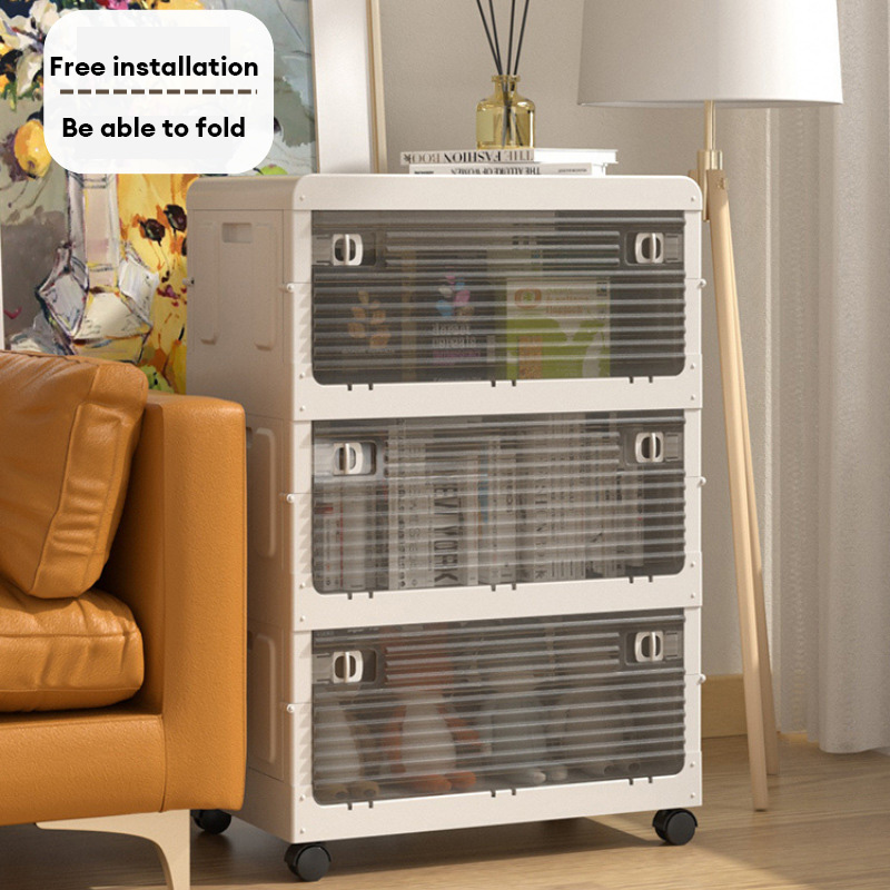 JJT foldable storage cupboard storage cabinet multipurpose shelf Kitchen cabinets, transparent doors, overturned shelves wide transparent cabinet Children's storage cabinet, toy storage cabinet Multi-layer transparent storage cabinet Multi-purpose cabinet