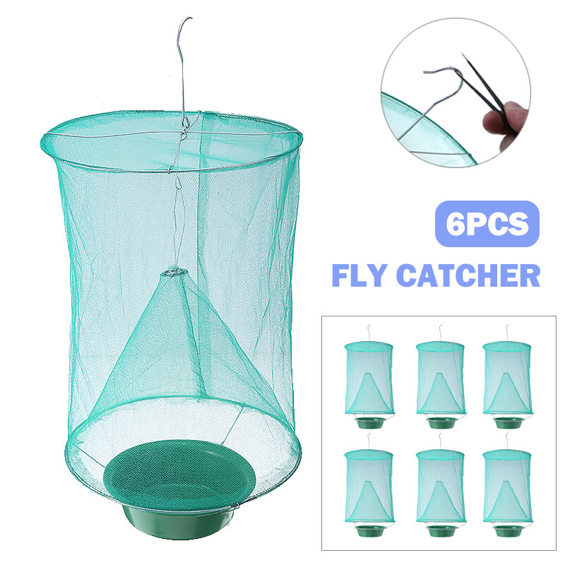 BOKALI 6pcs Ranch Flies Insect Trap Net Cage Home Outdoor Bug Pest Hanging Catcher