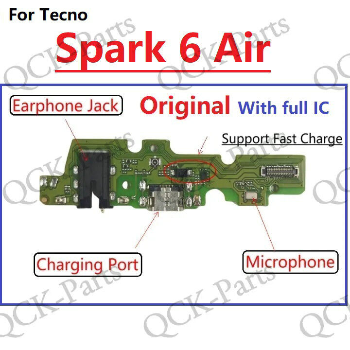 For Tecno Spark 6 Air USB Charger Charging Port Dock Connector Board Flex Cable Replacement Parts