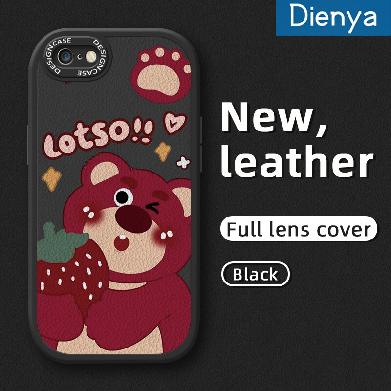 Dienya Casing For IPhone 6 Plus IPhone 6s Plus IPhone 7 Plus IPhone 8 Plus SE 2020 Case Cartoon Strawberry Bear Pattern New Design leather Phone Casing Soft Silicone Fall prevention Phone Case Shockproof With Full Cover Lens Camera Protection Case