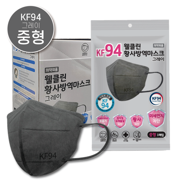 Wellclean KF94 Bird's beak type Yellow dust mask Gray Medium Lazada