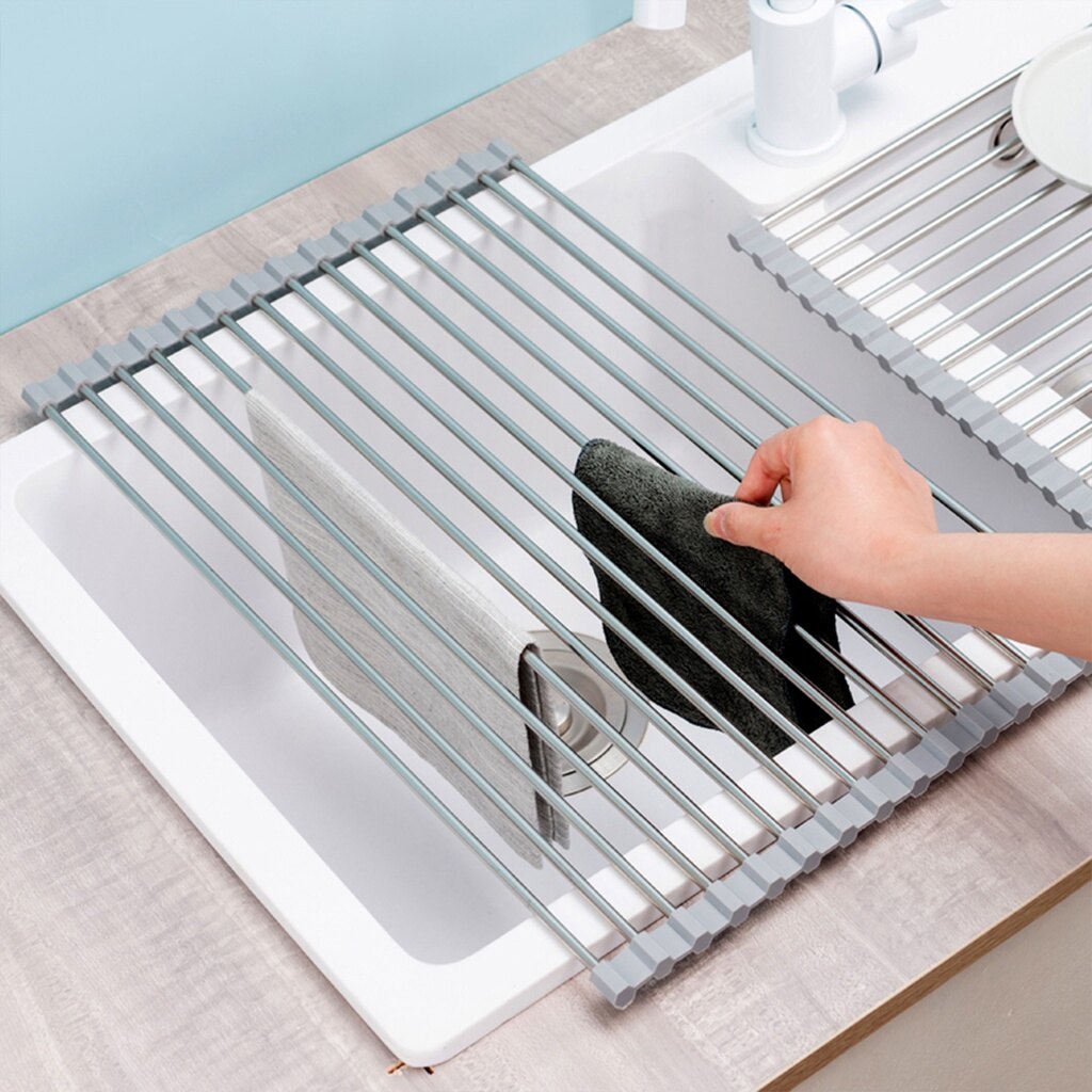 Cnmf bồn rửa nhà bếp bằng thép không gỉ có thể gập lại lưu trữ để ráo bát và giá đỡ bát đĩa