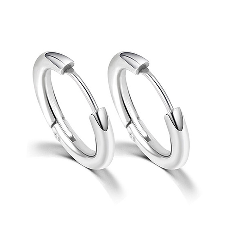 SAWU ] Punk Rock Rhodium Hoop Tấn Thép Tròn Không Gỉ Bông Tai Cho Phụ Nữ Đàn Ông Khuyên Tai