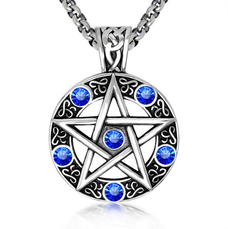 FASHION NINE Five Pointed Star Necklace Titanium Steel Long Pendant Hip Hop Students