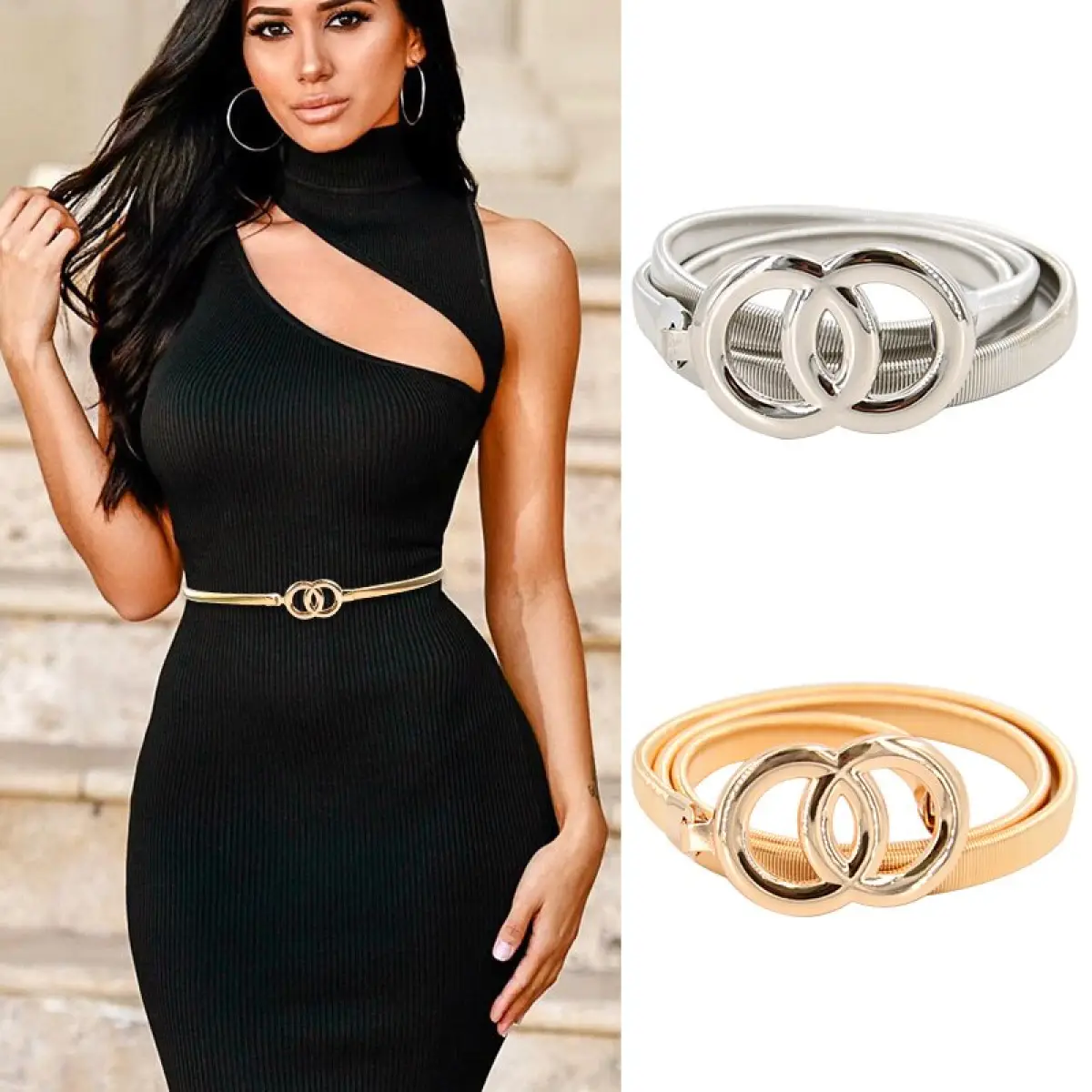 thin silver belt for dress